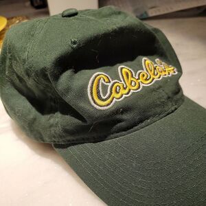Cabelas‎ Baseball Cap Green Adjustable Hat Embroidered Yellow Logo Strapback